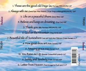 trudilalor.com CD cover Believe by Trudi Lalor